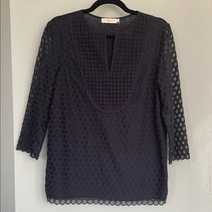 Tory Burch Navy Lace Tunic Top